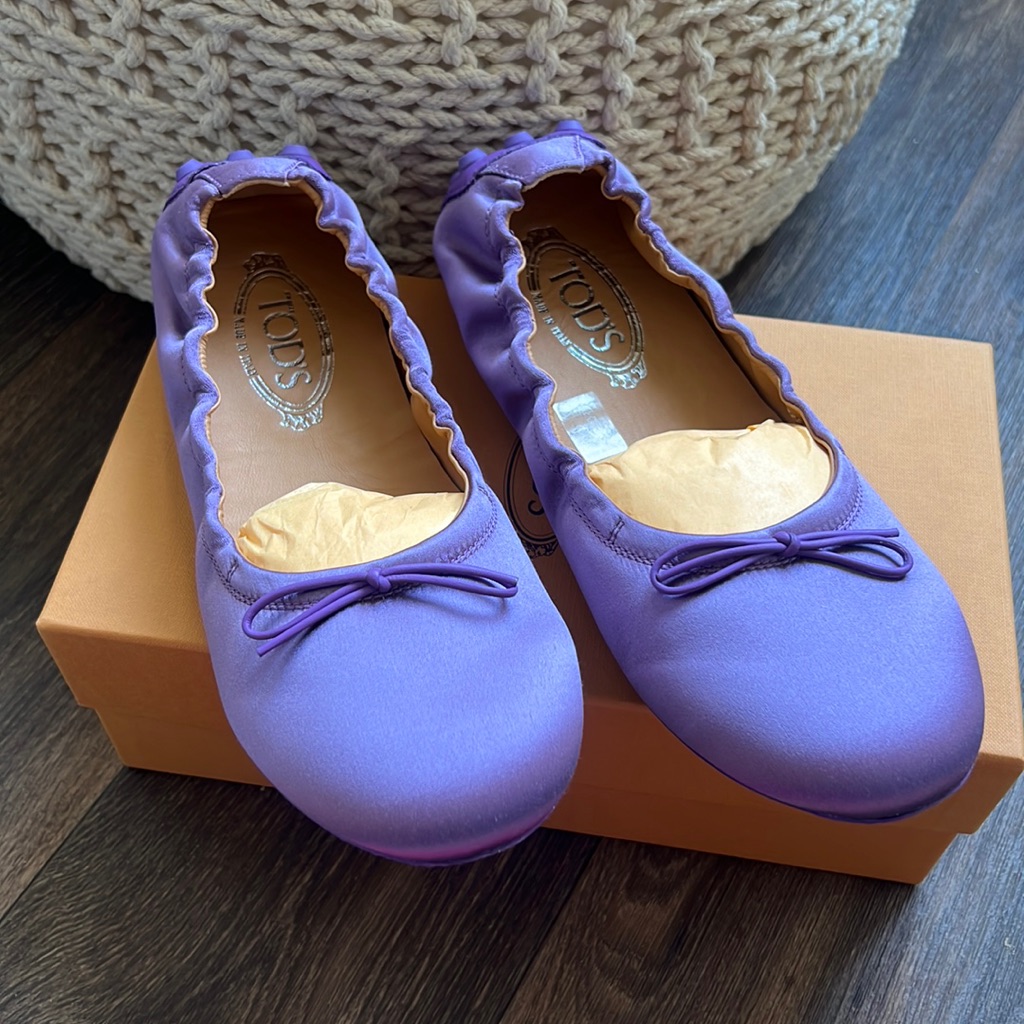 Tod's Bubble Satin Ballerina Shoes